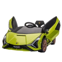 HOMCOM Lamborghini Sian Licensed 12V Electric Car for Kids 2 Motors Toy Car with Remote Control Music Lights MP3 for 3-5 Years Green(m-1)