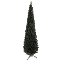HOMCOM Albero di Natale Slim Alto 225 cm Salvaspazio con 538 Rami con Base in Acciaio per Interni, Verde(m-11)