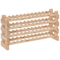 Homcom Raft Vin din Lemn Natural – 4 Rafturi pentru 48 Sticle