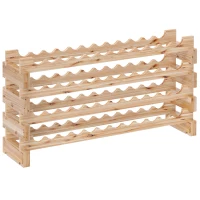 Homcom Raft Vin din Lemn Natural – 4 Rafturi pentru 48 Sticle(m-1)