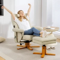 HOMCOM Fauteuil massant avec repose-pied, dossier inclinable jusqu'à 135°, coffre de rangement, télécommande(m-9)