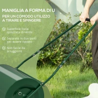Outsunny Rullo per Prato da 63L di Capacità con Lama Raschiante, in Metallo, 123x58x40 cm, Verde Scuro(m-4)