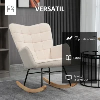 Homcom Balansoar Fotoliu 71×92×101 cm – Tapitat Bej cu Cadru Lemn(m-6)