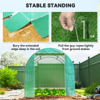 Outsunny 296 x 196cm Steel Frame Polytunnel Greenhouse - Green(m-7)