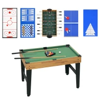 SPORTNOW Tavolo da Gioco 13 in 1 con Calciobalilla, Ping Pong, Air Hockey, Biliardo, Scacchi e Altri, Noce(m-11)