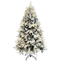 HOMCOM Albero di Natale Artificiale 180cm con 793 Rami, Luci LED e Rami Innevati, Verde(m-11)