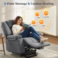 Homcom Scaun Masaj cu Ridicare – Vibratii, Caldura & Telecomanda(m-5)