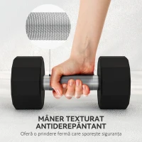 SportNow Set 2 Gantere 10 kg – Metal & Cauciuc, Manere Antiderapante(m-6)