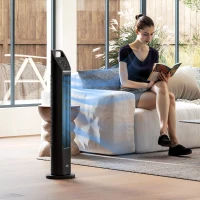 HOMCOM Wentylator stojący, wieżowy, klimatyzacja, 3 tryby, obrotowy, timer, Czarny(m-3)