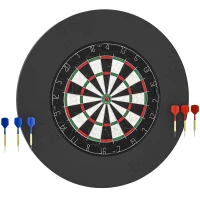 SPORTNOW Dartbord Dartboard-set met beschermring, 6 darts met stalen punten, sisal, Kunststoff, Zwart(m-10)