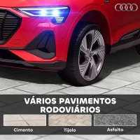 HOMCOM Carro Elétrico Audi E-Tron 12V para Crianças acima de 3 Anos com Controle Remoto Faróis Buzina Música MP3 TF USB e Abertura da Porta 3-8km/h 108x60x47cm Vermelho(m-8)