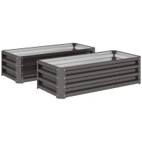 Outsunny Lot de 2 grandes jardinières extérieures en acier galvanisé Potagers urbains pour terrasse jardin 110x50x30 cm gris(m-7)