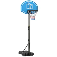 HOMCOM Canestro Basket con Altezza Regolabile 197.5-245cm, Base con Ruote e Tabellone, Blu(m-1)