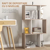 Homcom Biblioteca de Perete – 3 Rafturi, Lemn Natural(m-4)