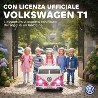 AIYAPLAY Auto Elettrica per Bambini Licenza Volkswagen T1 con Lettore MP3, in Metallo e PP, 89x49x41.5 cm, Rosso(m-4)