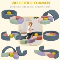 AIYAPLAY 7-teiliges Weichbauklötze-Set für Kleinkinder, Schaumstoff, waschbarer Cordbezug, verschiedene Formen, Bunt(m-4)
