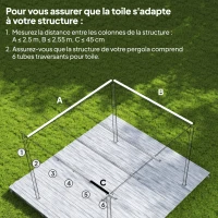 Outsunny Toile de toit pour pergola tonnelle rétractable de 3 x 3 m - toile uniquement 250 x 255 cm café(m-4)