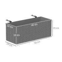 Outsunny Set of Two Rattan-Effect Planters - Grey(m-3)