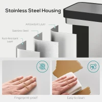 HOMCOM 60 L kosz na śmieci z pedałem, stalowy pojemnik z pokrywą z miękkim domykaniem, kolor srebrny(m-7)