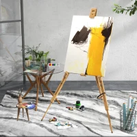 Vinsetto Chevalet d'artiste en bois sur pieds pliable portable supporte des toiles jusqu'à 66/107 cm bois naturel(m-10)