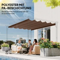 Outsunny Ersatzdach für 4 x 3 m Pergola, einziehbar, mit Regenabflusslöchern, wetterfest, Polyester, Kaffee(m-5)