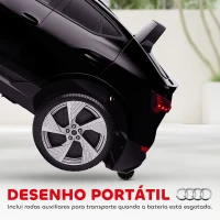 HOMCOM Carro Elétrico Audi E-Tron 12V com Faróis Buzina Música MP3 TF USB e Abertura da Porta 3-8km/h 108x60x47 cm Preto(m-6)