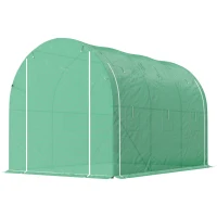 Outsunny 296 x 196cm Steel Frame Polytunnel Greenhouse - Green(m-11)