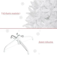 HOMCOM Albero di Natale Bianco con 550 Rami in PVC per Uso Interno, Ø102  x 180cm(m-7)