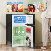 HOMCOM 88L Under Counter Fridge Freezer, Small Refrigerator with 5-Setting, 3 Star Freezer Rating, Black(m-4)