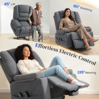 Homcom Scaun Masaj cu Ridicare – Vibratii, Caldura & Telecomanda(m-4)