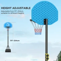 HOMCOM Adjustable Basketball Hoop and Stand, with Wheels and Weight Base, Blue(m-4)