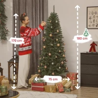 HOMCOM Albero di Natale 180 cm Illuminato con 250 Luci Bianche e Colorate, 899 Rami e 9 Modalità di Illuminazione(m-3)