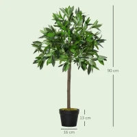 Outsunny Set de 2 Arbori de Dafin in Ghiveci, Plante Artificiale din Plastic, inaltime 90 cm, pentru Interior si Exterior(m-3)