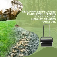 Outsunny Rouleau à gazon rouleau de jardin 50 cm, remplissage sable eau, poignée ergonomique, 58 x 32,5 x 113 cm, noir(m-5)