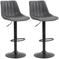 HOMCOM Set of 2 Leathaire Tub Bar Stools -  Charcoal Grey(m-11)