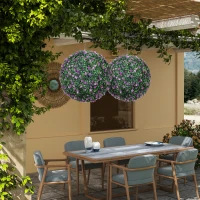 HOMCOM Set of Two Artificial Boxwood Balls Plants - Purple(m-8)