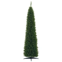 HOMCOM Albero di Natale Slim Artificiale 210 cm con Rami Realistici, Albero di Natale Alto e Stretto con Base Pieghevole, Verde(m-11)