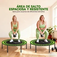 SPORTNOW Cama Elástica Fitness Ø114 cm con Marco de Acero Reforzado para Entrenamiento Piernas Cuerpo Verde y Negro(m-5)