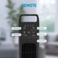 HOMCOM Wentylator stojący, wieżowy, klimatyzacja, 3 tryby, obrotowy, timer, Czarny(m-8)