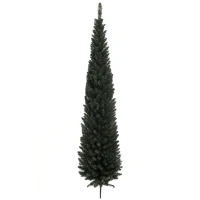 HOMCOM Albero di Natale Slim Alto 195 cm Salvaspazio con 390 Rami con Base in Acciaio per Interni, Verde(m-11)