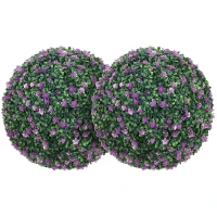 HOMCOM Set of Two Artificial Boxwood Balls Plants - Purple(m-11)