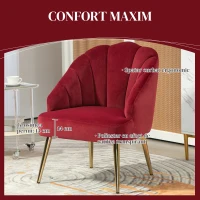 Homcom Fotoliu Cochilie Roz – Catifea cu Picioare Aurii(m-4)