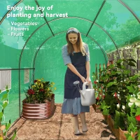 Outsunny 296 x 196cm Steel Frame Polytunnel Greenhouse - Green(m-8)