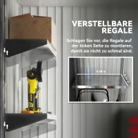 Outsunny Gartenschuppen, Outdoor-Geräteschuppen aus Wellstahl, Wanddesign, verstellbare Regalböden, verschließbare Tür Dunkelgrau(m-5)