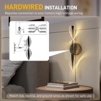 HOMCOM Led Wall Lamp 2 Pack, 13W Modern Indoor Spiral Wall Light, Colour Temperature Adjustable 3000K/4000K/6500K, for Bedroom, Living Room, Hallway, Stairs, Black(m-6)