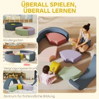 AIYAPLAY 7-teiliges Weichbauklötze-Set für Kleinkinder, Schaumstoff, waschbarer Cordbezug, verschiedene Formen, Bunt(m-9)