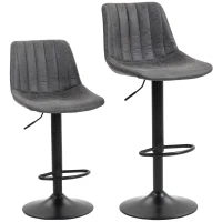 HOMCOM Set of 2 Leathaire Tub Bar Stools -  Charcoal Grey(m-1)