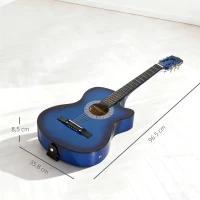 HOMCOM Pack chitarra elettrica kit chitarra elettrica con custodia, tracolla, corde, plettri, cavo, 96,5x35,8x8,5cm, blu e nero(m-3)