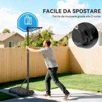 HOMCOM Canestro Basket con Altezza Regolabile 197.5-245cm, Base con Ruote e Tabellone, Blu(m-6)