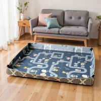 AIYAPLAY Tapete de Brincar Dobrável Acolchoado para Bebé 202x180,5x1 cm Laterais Dobráveis Tapete de Atividades Bebé XPE Impermeável Multicor(m-9)